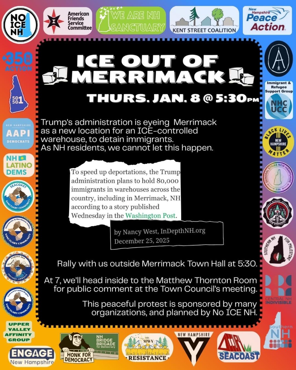 ICE Out of Merrimack: Oppose possible ICE warehousing facility in Merrimack,&nbsp;NH