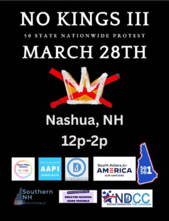 SAVE THE DATE: No Kings Protest Events New Hampshire, March&nbsp;28