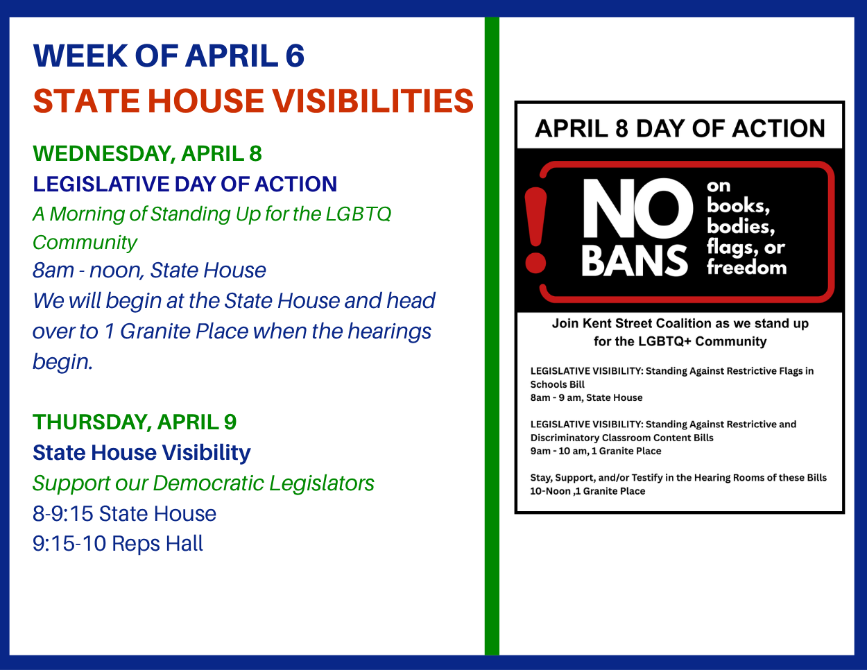 VISIBILITY ACTIONS: April 5 – April 11