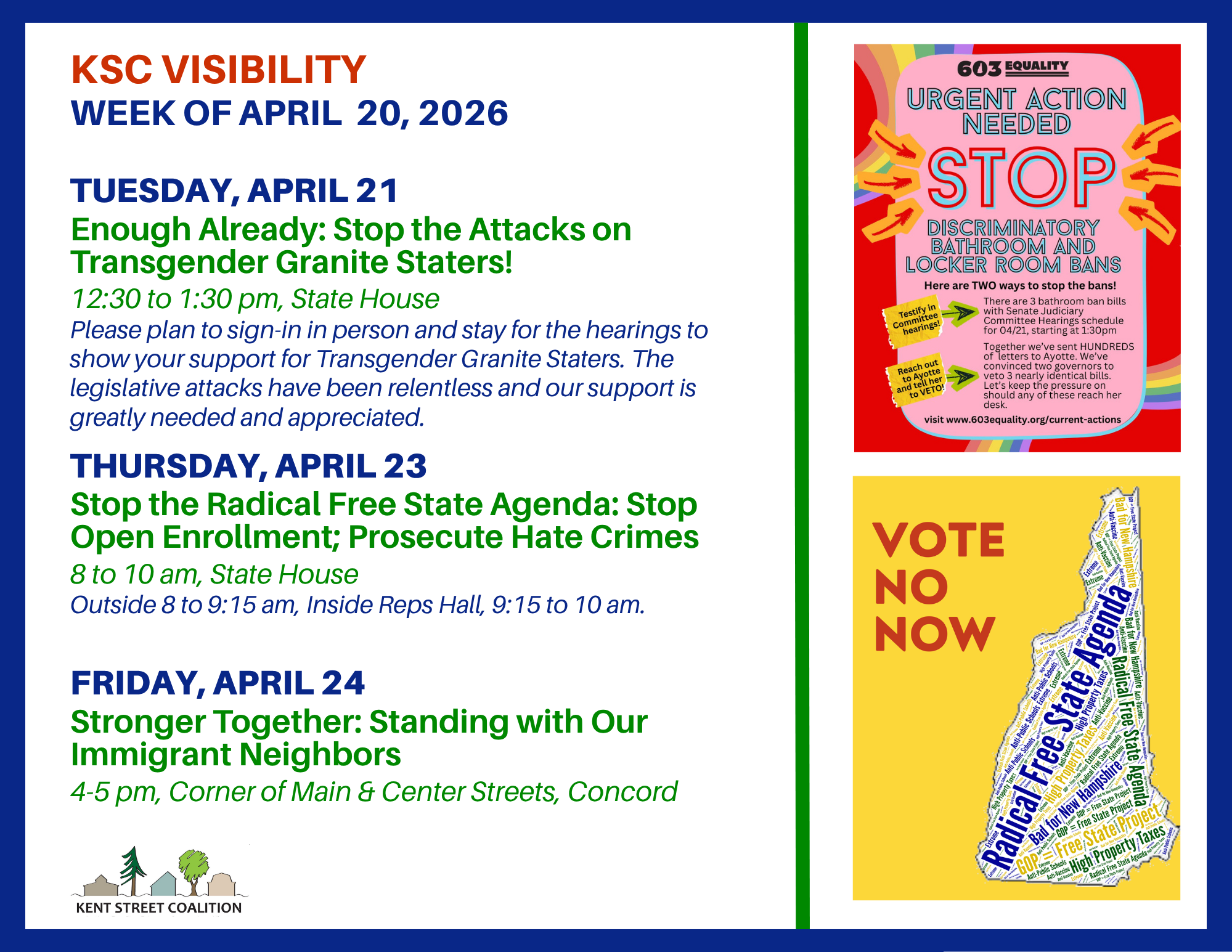 VISIBILITY ACTIONS: April 19 – April 25