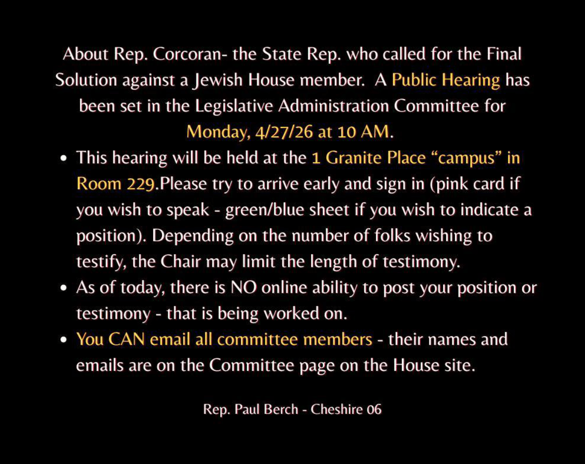 Disciplinary hearing re: Rep. Travis&nbsp;Corcoran