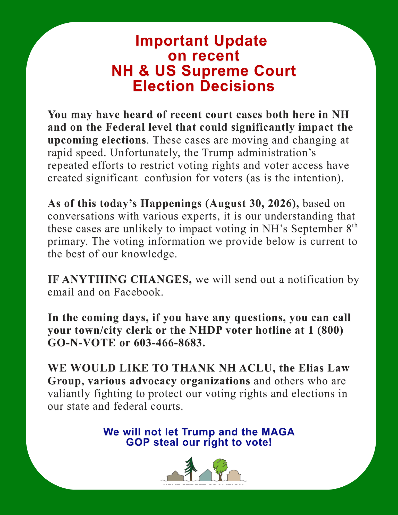 What do recent NH and SCOTUS court election decisions mean for voters in NH?